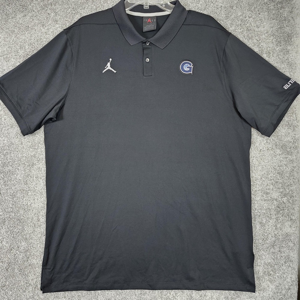 Georgetown Hoyas Jordan Basketball Mens XL Tall Black Elite Polo Short Sleeve